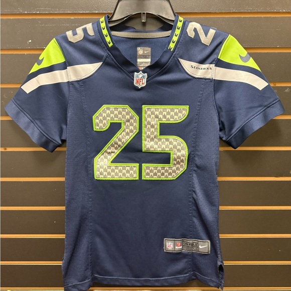 Nike Youth Lrg Seattle Seahawks On Field Jersey #25 Richard Sherman Navy Blue - Picture 1 of 3